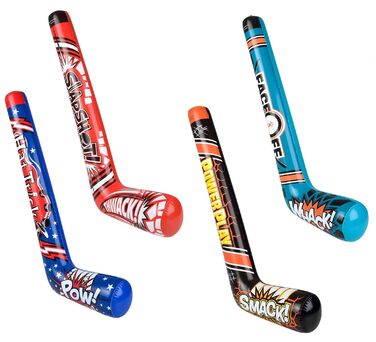 Надувні хокейні ключки, 88,9 см, 4 дизайни, мотиви Splash it Thwack Hat-trick. Pow Power Play. Smack Face Off Whack. Барвисті. Вініл. Чудовий подарунок на вечірку (12 шт. , 4 випадкові дизайни). 12 шт. , випадковий вибір кольору, 4 дизайни.