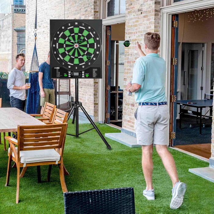 Електронна мішень для дартсу Cyeelife з німецьким голосом та РК-екраном включає 12 мяких дротиків, 24 крильця, 50 наконечників та USB-зарядний пристрій стандартна мішень для дартсу