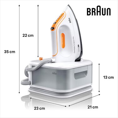 Парова прасувальна станція Braun CareStyle Compact Pro IS 2561 WH, парова праска з підошвою FreeGlide 3D, вертикальна подача пари,