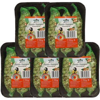 Корм для диких птахів Dehner Natura Premium Wild Bird Food, палички для годування з насінням соняшнику, високоякісний корм для диких птахів, 5 x 3 шт. и (1050 г)