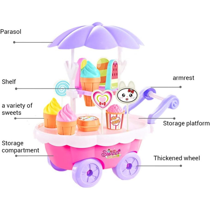 Комплект діти діти діти дівчата морозиво візок іграшка набір дівчаток DIY морозиво салон супермаркет дитячі іграшки грати вдома дитячі іграшки, 28 шт., /