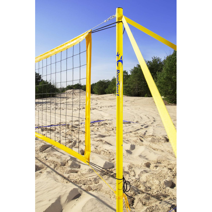 Професійний комплект для пляжного волейболу (8,5 м сітка), з розміткою майданчика (16x8 м), стовпчиками та кріпленням, для трави та піску