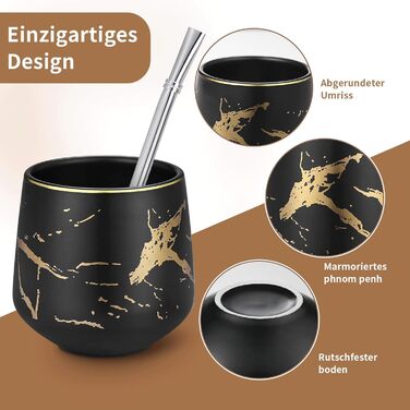 Кружка TELANKS Modern Mate 200 мл, керамічна кружка Yerba Mate, мармурова чашка для чаю Yerba Mate, чайний набір Yerba Mate Mate B