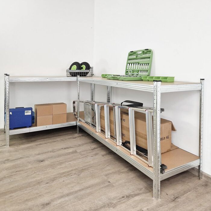 Стелаж TRUTZHOLM для важких умов експлуатації 180x160x60 см, вантажопідйомність 1000 кг, безболтовий стелаж, стелаж для зберігання, стелаж для підвалу, стелаж для майстерні, оцинкована сталь, 4 полиці