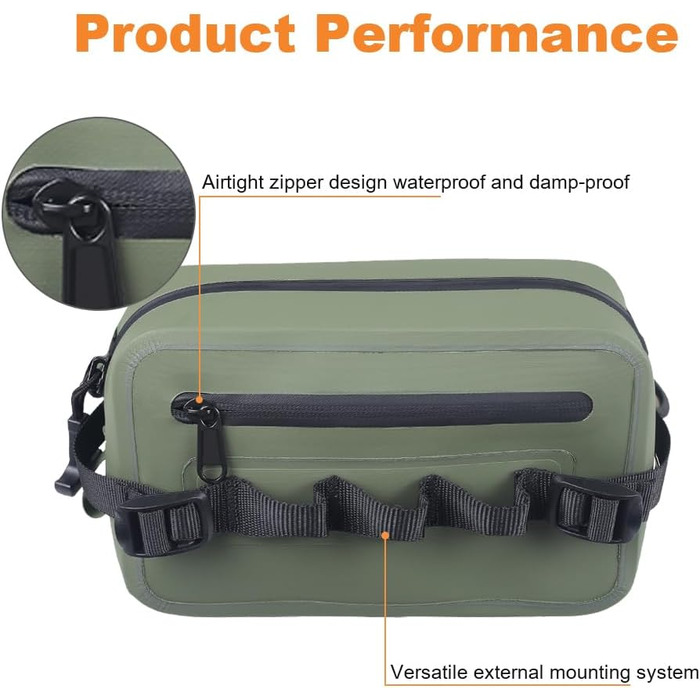 Рибальська сумка DONGKER, водонепроникна поясна сумка IPX7, рибальська сумка на задній частині з герметичною застібкою-блискавкою та регульованим плечовим ременем для зовнішньої риболовлі нахлистом, біг, спортивний зелений