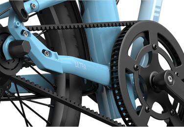 Складаний електровелосипед, ремінний привід, міський велосипед, автоматична 3-швидкісна внутрішня втулка, задній двигун, електровелосипед для жінок/чоловіків, схвалено німецькими правилами дорожнього руху (StVZO), синій, 20Ultra