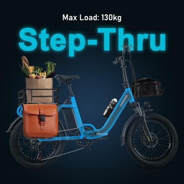 Складаний електровелосипед HANEVEAR H6-Light, електричні велосипеди з датчиком крутного моменту Акумулятор 48 В 14,5 Аг, запас ходу до 120 км Двигун 55 Нм 250 Вт 3,0-дюймовий Fat E-Bike, позашляховий електровелосипед Pedelec для чоловіків та жінок, сірого