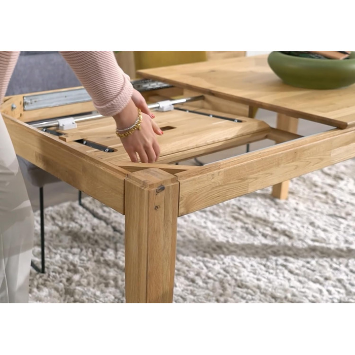 Обідній стіл Woodroom Paarl 140x90, розкладний до 200 см, масив дуба, оброблений олією Розкладний стіл з подовжувачем метелик Дерев&39яний обідній стіл на 6-8 осіб Міцний та сучасний дуб 140-200x90 см