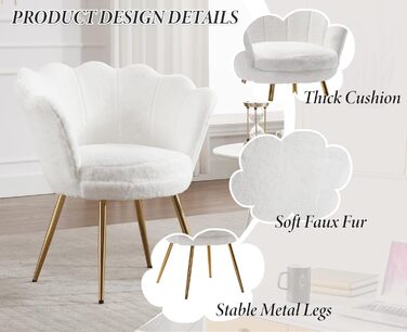 Крісло для вітальні з плюшевої тканини, крісло для туалетного столика із золотою основою, м&39яка оббивка з квітковим візерунком, крісло-гойдалка, крісло-реклайнер для вітальні/спальні, білий колір