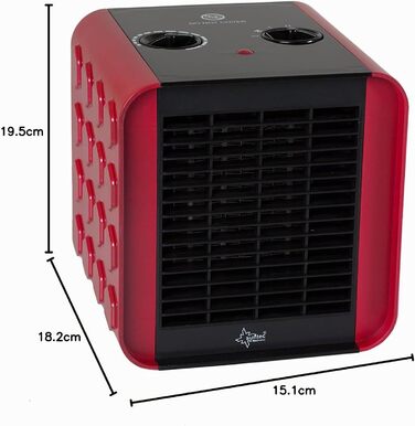 Керамічний обігрівач SUNTEC PTC Heat Block Безшумний електрообігрівач 1500 Вт, 3 режими нагріву, червоно-чорний, для спальні та вітальні
