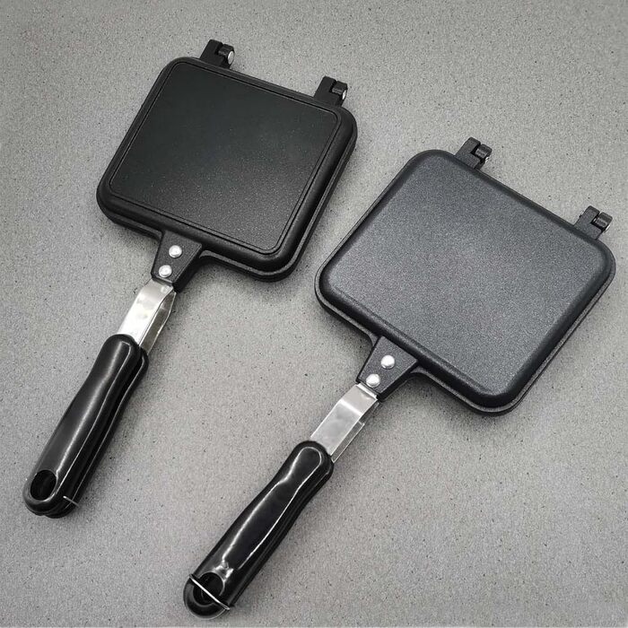 Двостороння сковорода Towwoo, бутербродниця для кемпінгу, двосторонні коржі з антипригарним покриттям і сковорода для паніні з алюмінієвою ручкою для сніданку