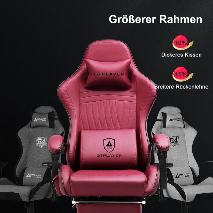 Ігрове крісло GTPLAYER, ергономічне ігрове крісло, крісло для столу, гоночне крісло для ПК з підставкою для ніг, динаміки, музика, офісне крісло, витримує до 150 кг