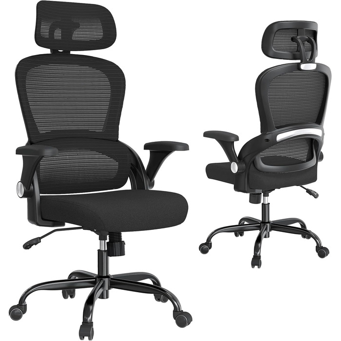 Ергономічне офісне крісло TRALT, до 150 кг, сітка, чорний