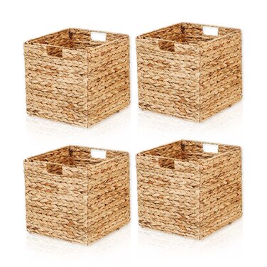 Вставка-кошик для полиць Kallax, кубоподібна форма, водяний гіацинт натуральний, 33 x 33 x 33 см, комплект з 4 шт.