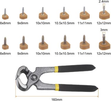 Пари змінних наконечників на високих підборах 2,4/3,0 мм Діаметр цвяха 6 розмір (8-12 мм) U-подібної форми з 6-дюймовими плоскогубцями для зняття шпильки для ремонту жіночого взуття П'ята, 24