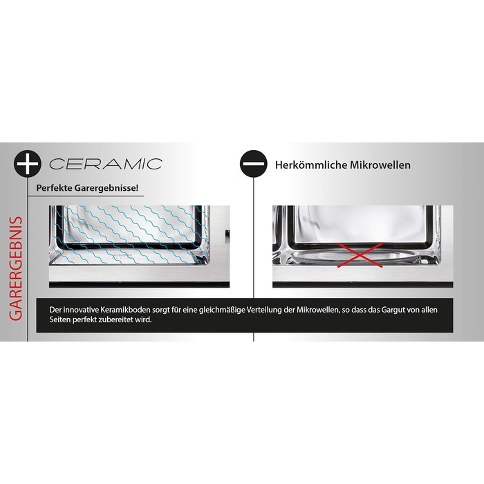 КАСО MG20 Керамічне меню 2-в-1 Мікрохвильова піч з грилем Керамічна основа та решітка для гриля на 2 рівні, гриль 900 Вт, 1000 Вт, 20 л, нержавіюча сталь, дзеркальна 20 літрів