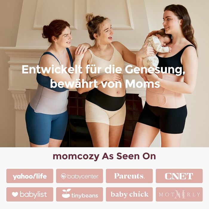 Післяпологовий пояс для живота Momcozy Ergowrap, 3D компресія та підтримка спини для відновлення після кесаревого розтину, безшовний пояс для живота для щоденного носіння та спорту, невидима коригуюча білизна після пологів (короткий, XL) XL Short-Skin Pin