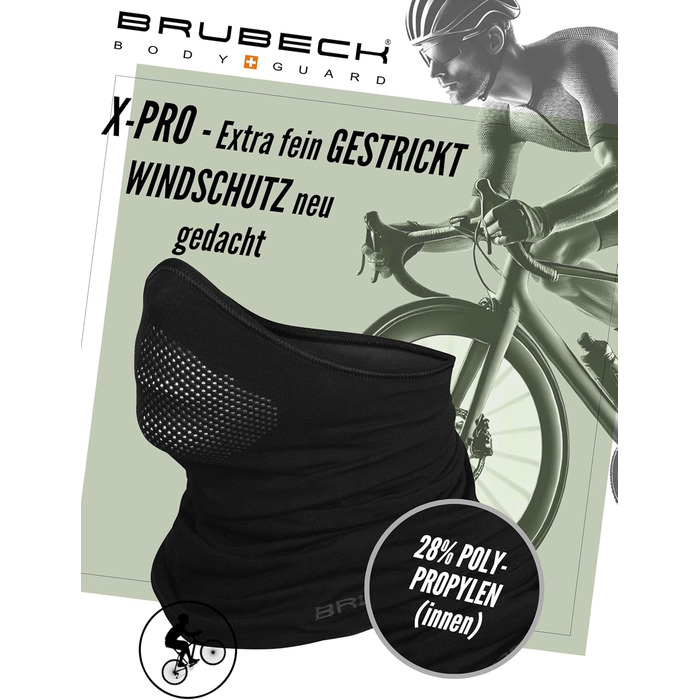 Балаклава BRUBECK X-Pro Half Balaclava Чоловіча Жіноча Клімат-регулюючий Маска для обличчя Балаклава Функціональний одяг Дихаюча KM10430 X-pro Чорна L-XL