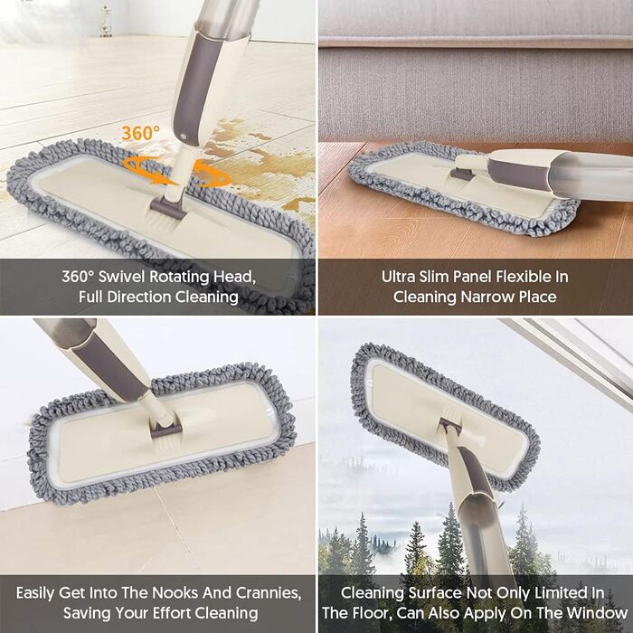 Швабра-розпилювач Швабра для підлоги з функцією розпилення, MEXERRIS Spray Mop, що обертається на 360 градусів, з 3 багаторазовими