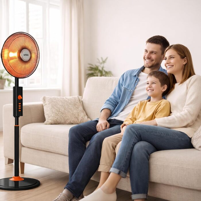 Білий електричний галогенний обігрівач з низькою енергоефективністю, вентилятор для ванної кімнати з параболічною структурою та вуглецевим філаментом (Platana) Piantana