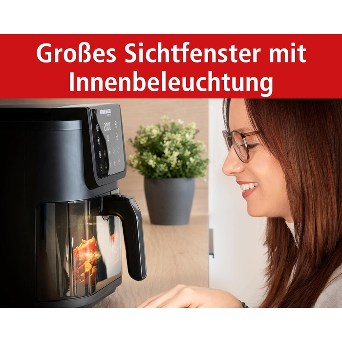 Аерофритюрниця ROMMELSBACHER FRH 1700, XXL-чаша 8 л (21 x 30 см) для 1 кг картоплі фрі, тихий режим 45 дБ(А), 10 програм, 60-200 C, велике вікно з підсвіткою