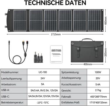 Складана сонячна панель 100 Вт, Сумісність Модуль адаптера живлення DJI для сонячної панелі (MPPT), Power 2000, Power 1000 V2, Power 1000, Складана сонячна панель Power 500 100 Вт