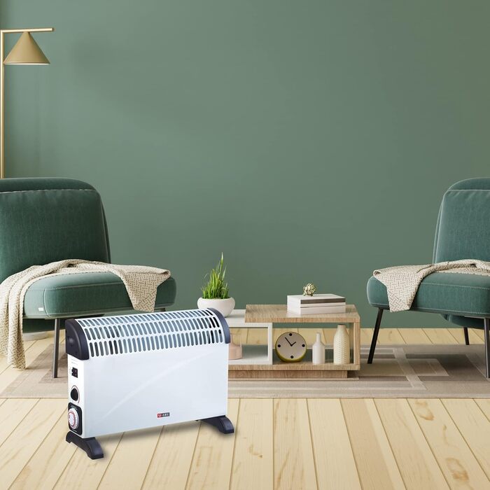 Конвектор X4-LIFE 2000 Вт з 24-годинним таймером, електричний обігрівач, економить витрати на електроенергію, захист від перегріву з індикатором, 3 режими нагріву від 750 Вт, обігріває площу до 25 м, портативний обігрівач з ручками для перенесення