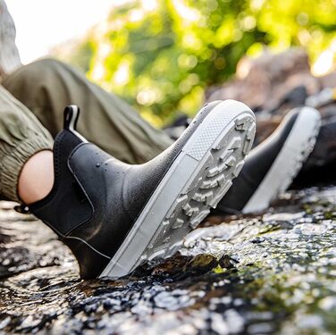 Водне взуття, гумові чоботи, нековзні, для риболовлі, катання на човні, роботи, чоловічі, для подорожей та походів, чорні, EU 38 2/3