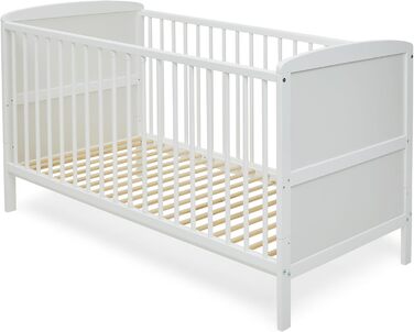 Дитяче ліжко/ліжечко Kids Collective 70x140, що трансформується, з регульованою висотою та знімними поручнями Білий масив сосни, зроблено в Європі Від народження до 6 років 70 x 140 см, білий