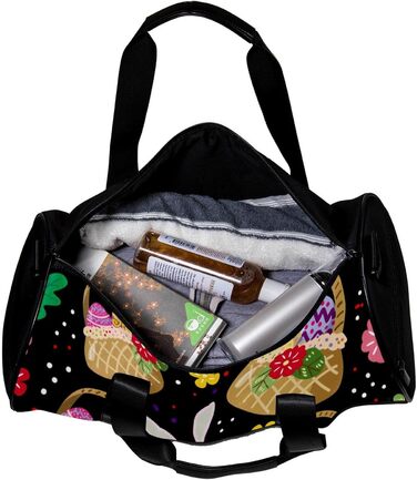 Спортивна сумка, маленька дорожня сумка, сумка для йоги, великодні яйця з кроликами, барвисті квіти, сумка для фітнесу на відкритому повітрі, ручна поклажа