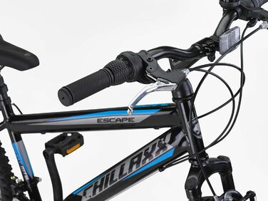 Гірський велосипед преміум-класу Chillaxx Bike Escape у розмірах 24 та 26 дюймів, підходить для дівчат, хлопчиків, чоловіків та жінок - 21 швидкість, 26 дюймів, чорно-синій, гальма V-brake
