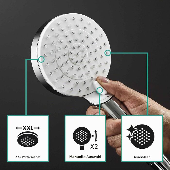 Душова система hansgrohe Crometta S з одноважільним змішувачем, тропічним душем (240 мм), ручною лійкою (2 режими), шлангом та штангою, хром, 27269000
