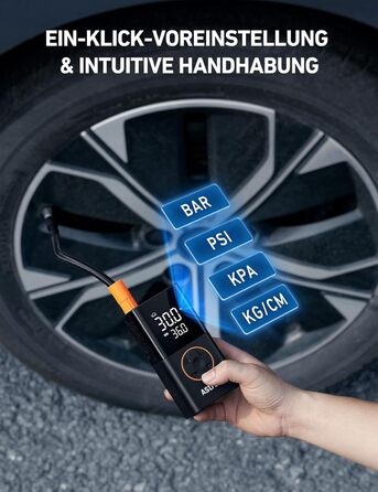 Бездротовий електричний повітряний насос AstroAI, портативний акумуляторний велосипедний насос з усіма клапанами, світлодіодне світло, акумуляторний насос для шин для велосипедів, електровелосипедів, автомобілів, мотоциклів, м&39ячів, чорний