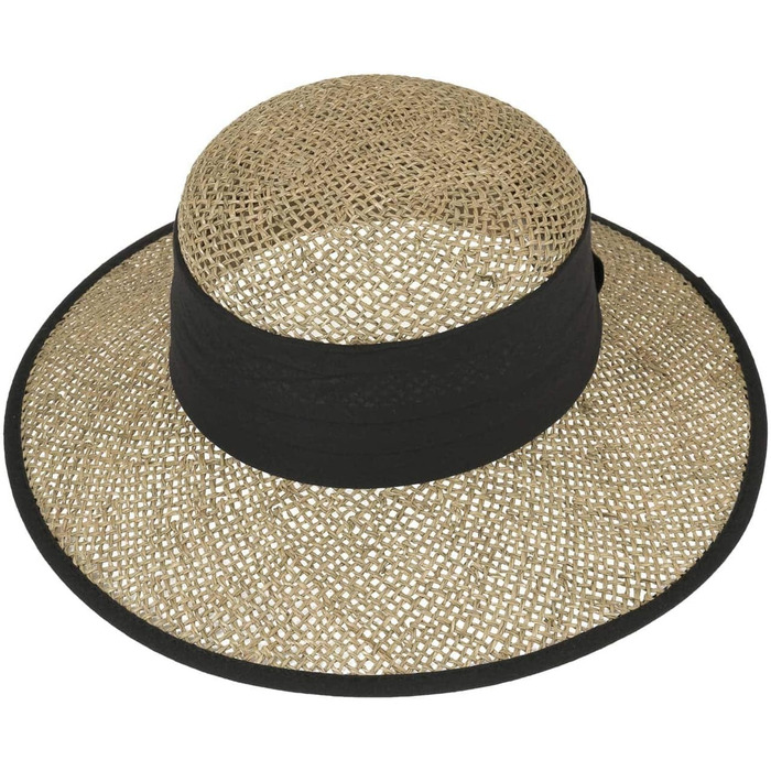 Солом&39яний капелюх Seeberger Talea Beach Seagrass для жінок - літній капелюх, капелюхи від сонця з стрічкою Grosgrain, оздоблення весна-літо, один розмір, чорний