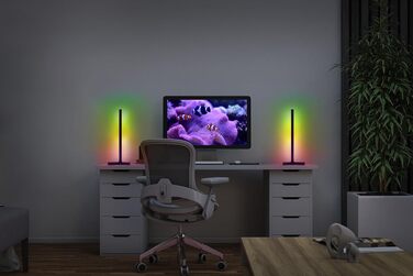 Розумна світлодіодна кутова настільна лампа Osram Smarte LED, 7.5 Вт, Magic RGB (кольори та ефекти), чорна, з пультом керування, IP20, диммер, 40 см