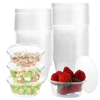 Контейнери для зберігання STARVAST на 100 предметів з кришками, круглі, 200 мл/7 унцій, герметичні, багаторазові пластикові контейнери, невеликі контейнери для соусів, дипів, спецій