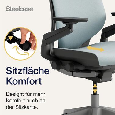 Ергономічне офісне крісло Steelcase Gesture з підлокітниками на 360, 3D-функцією поперекової підтримки Live Back, регульованим підголівником, Storm Horizon, 66 x 62,5 x 107 см, Storm Horizon з підголівником