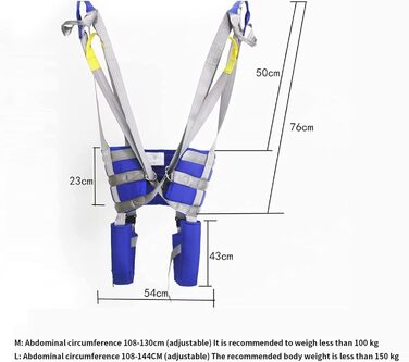 Слінг для роздвоєних ніг для людей похилого віку з обмеженими можливостями, слінг для пацієнта, ремінь для перенесення сходів, слінг для пацієнта на все тіло, медичний носій для ходьби та стояння, підйомник пацієнтів, Get Blue M