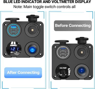 Панель перемикача розетки PD USB Автомобільна розетка для встановлення розетки DC 12 вольт водонепроникний адаптер штепсельної вил