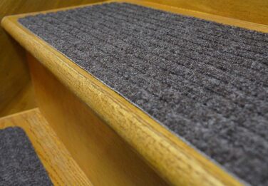 Колекція сходових сходинок RugStylesOnline з нековзним килимовим покриттям для приміщень Темно-сірий Комплект із 13 предметів (8 x 30 дюймів) 22 x 76 см (прямокутний) Темно-сірий