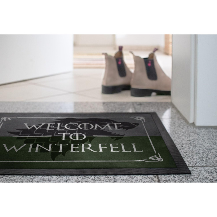 Килимок MoonWorks з написом Ласкаво просимо до Вінтерфелла - Вовк, Серія вентиляторів, Фентезі, Нековзний та Миється, Чорний, 60x40 см, Вінтерфелл Чорний