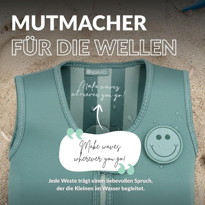 Дитячий рятувальний жилет NOARD Засіб для плавання з більш ніж 40 нашивками для персоналізації Доступний у різних дизайнах та розмірах 1530 кг 26 років Сертифіковано EN 13138-12021 для безпечного навчання плаванню M Просто зелений