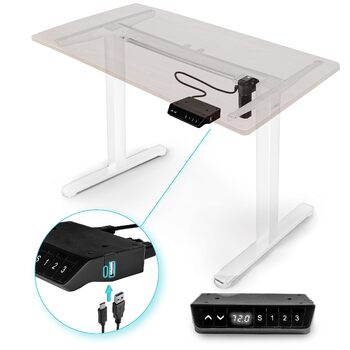 Стіл Duronic TM51 WE з регульованою висотою - електрична рама столу білого кольору для геймерів та офісу