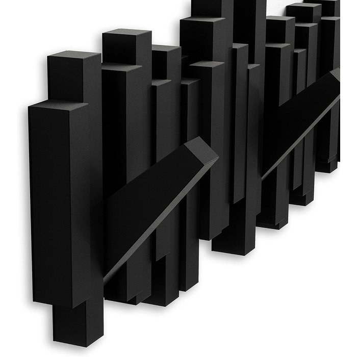 Вішалка Umbra Stbchen - Сучасна та компактна вішалка з 5 рухомими гачками для курток, пальто, шарфів, сумок та іншого, чорний чорн