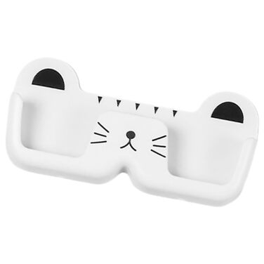Настінний тримач для окулярів UKCOCO, у формі кішки, виготовлений з ABS-пластику, компактний, органайзер для зберігання окулярів без свердління, практичний футляр для сонцезахисних окулярів та окулярів для читання для дому, білий
