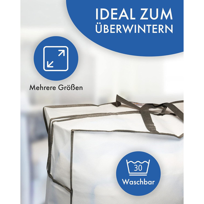 Сумка для зберігання ковдр та подушок біла - Сумка для зберігання велика - Сумка для постільної білизни на блискавці - Дихаюча сум