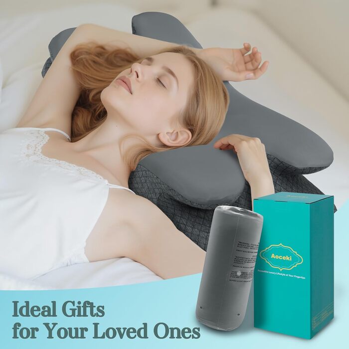 Ортопедична подушка з піни з ефектом пам&39яті для всіх типів сну, подушка для підтримки шиї, ергономічна подушка для сну на боці, оптимальний комфорт при болю в шиї та плечах, темно-сіра, розмір King - 25,2 дюйма завдовжки x 15,7 дюйма завширшки x 5,5 дю