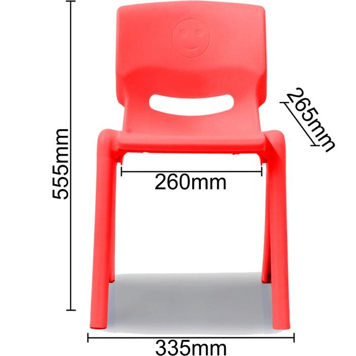 Дитячий стільчик Stimo з гумовими ніжками, вантажопідйомність до 100 кг, штабелюється та стійкий до перекидання, підходить для використання в приміщенні та на вулиці (виготовлений з пластику) (червоний)