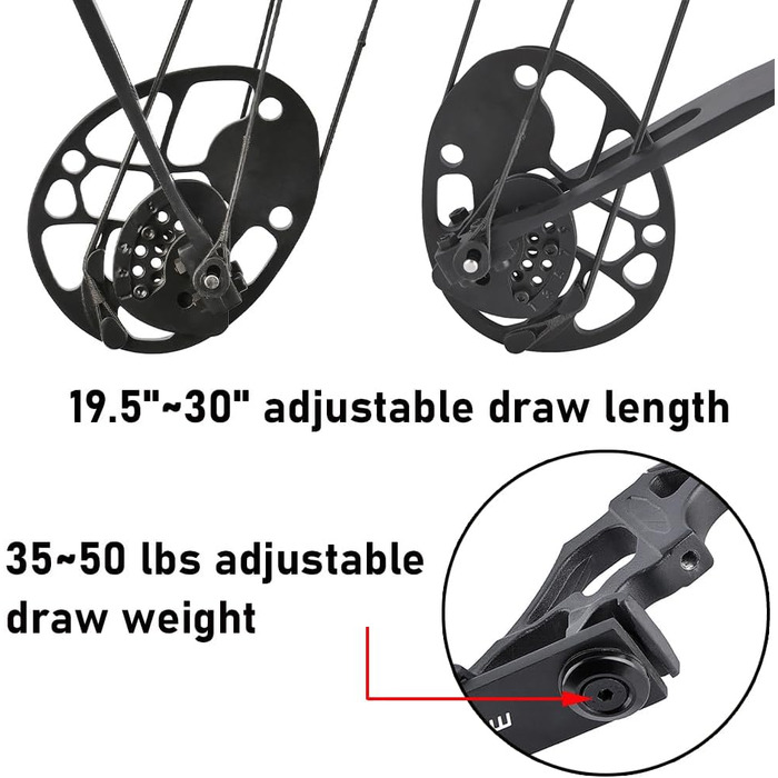 Набір складеного лука для стрільби з лука – мисливський регульований лук 19,5–30 дюймів, до 260 fps, з аксесуарами для дорослих, тренувань та стрільби на відкритому повітрі