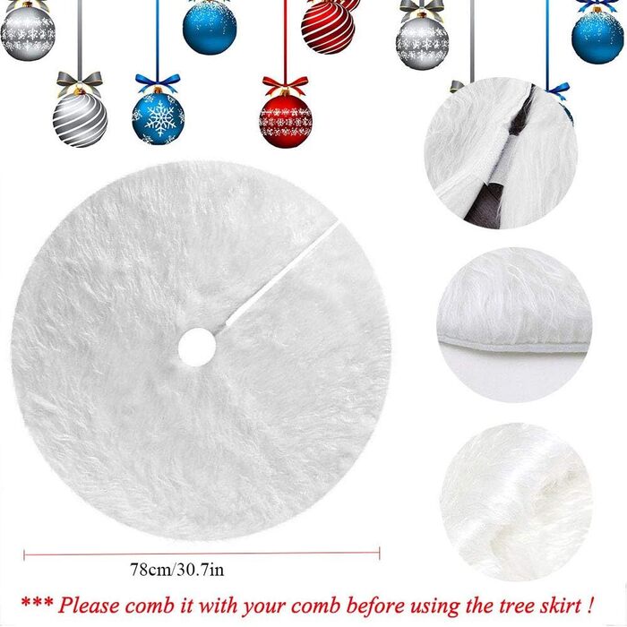 Плюшеві коврик для ялинки білий Deggodech